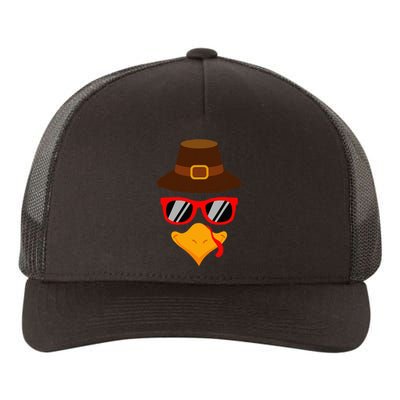 Cute Turkey Face Glasses Thanksgiving Yupoong Adult 5-Panel Trucker Hat