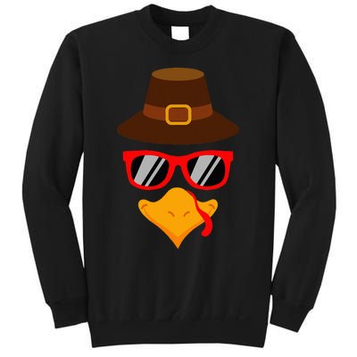 Cute Turkey Face Glasses Thanksgiving Sweatshirt