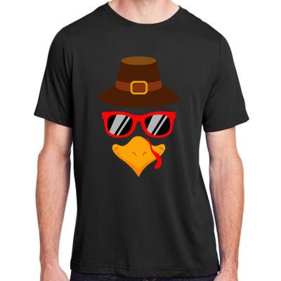 Cute Turkey Face Glasses Thanksgiving Adult ChromaSoft Performance T-Shirt