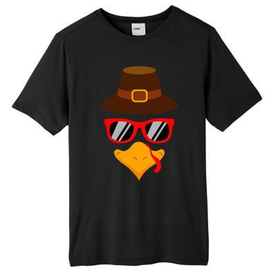 Cute Turkey Face Glasses Thanksgiving Tall Fusion ChromaSoft Performance T-Shirt