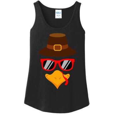 Cute Turkey Face Glasses Thanksgiving Ladies Essential Tank