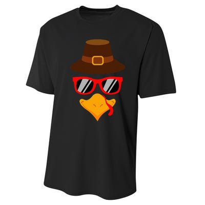 Cute Turkey Face Glasses Thanksgiving Performance Sprint T-Shirt