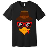 Cute Turkey Face Glasses Thanksgiving Premium T-Shirt