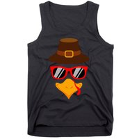 Cute Turkey Face Glasses Thanksgiving Tank Top