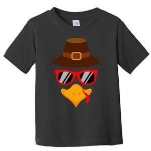 Cute Turkey Face Glasses Thanksgiving Toddler T-Shirt