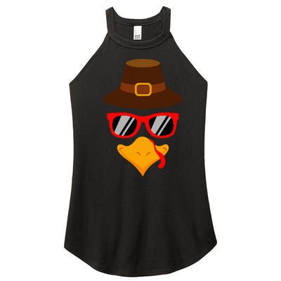 Cute Turkey Face Glasses Thanksgiving Women’s Perfect Tri Rocker Tank