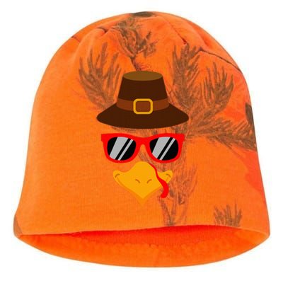 Cute Turkey Face Glasses Thanksgiving Kati - Camo Knit Beanie