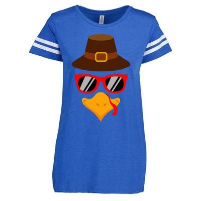 Cute Turkey Face Glasses Thanksgiving Enza Ladies Jersey Football T-Shirt