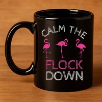 Calm The Flock Down Flamingo Summer Gift 11oz C Handle Ceramic Mug