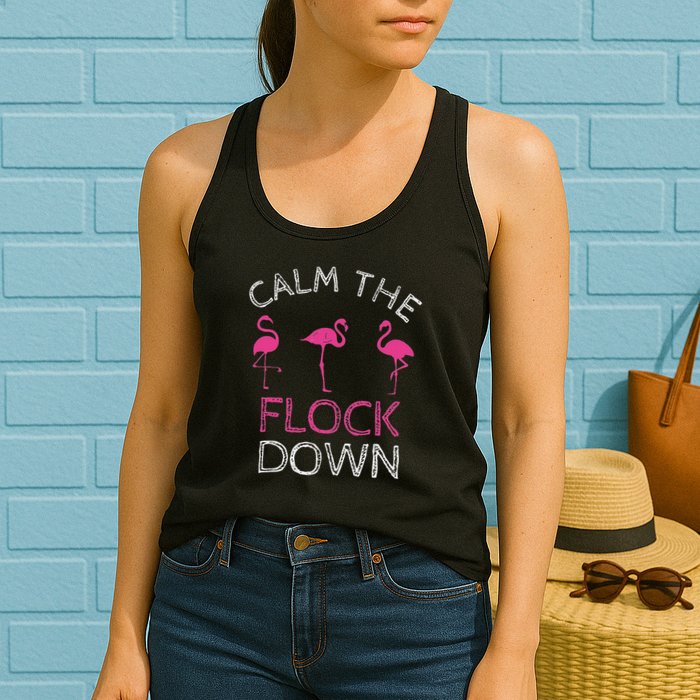 Calm The Flock Down Flamingo Summer Gift Womens Tank Top
