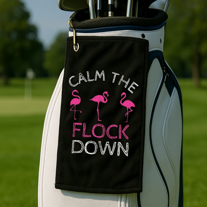 Calm The Flock Down Flamingo Summer Gift Golf Towel