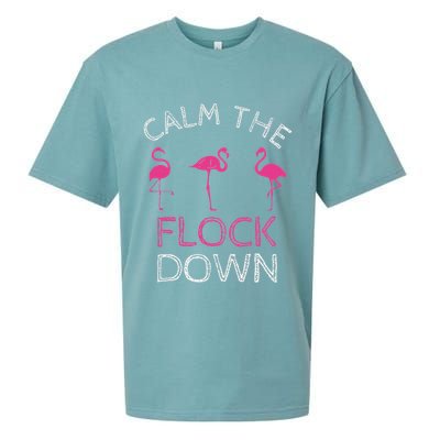 Calm The Flock Down Flamingo Summer Gift Sueded Cloud Jersey T-Shirt