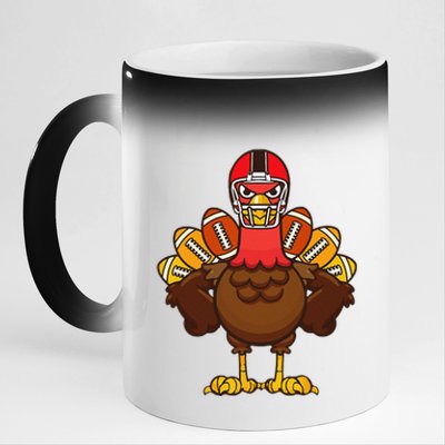 Cool Thanksgiving Football Gobble Player Turkey Gift 11oz Black Color Changing Mug