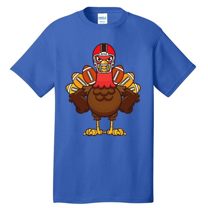 Cool Thanksgiving Football Gobble Player Turkey Gift Tall T-Shirt