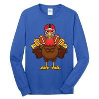 Cool Thanksgiving Football Gobble Player Turkey Gift Tall Long Sleeve T-Shirt