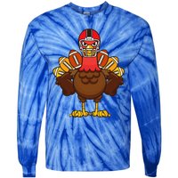 Cool Thanksgiving Football Gobble Player Turkey Gift Tie-Dye Long Sleeve Shirt