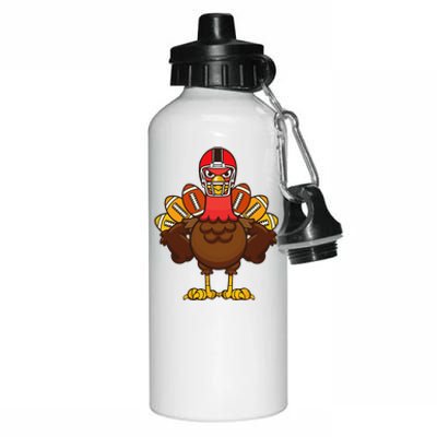 Cool Thanksgiving Football Gobble Player Turkey Gift Aluminum Water Bottle