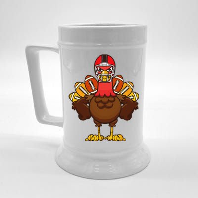 Cool Thanksgiving Football Gobble Player Turkey Gift Beer Stein