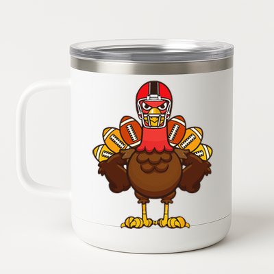 Cool Thanksgiving Football Gobble Player Turkey Gift 12 oz Stainless Steel Tumbler Cup