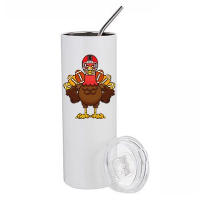 Cool Thanksgiving Football Gobble Player Turkey Gift Stainless Steel Tumbler