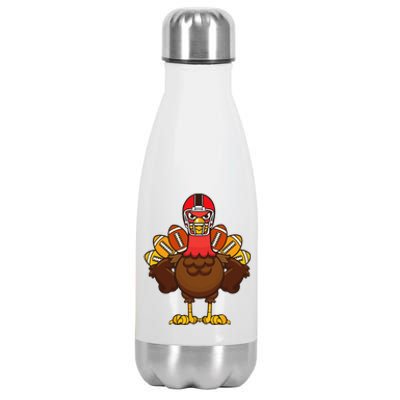 Cool Thanksgiving Football Gobble Player Turkey Gift Stainless Steel Insulated Water Bottle