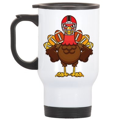 Cool Thanksgiving Football Gobble Player Turkey Gift Stainless Steel Travel Mug