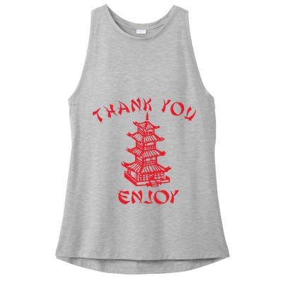 Chinese Takeaway Food Thank You Enjoy Ladies PosiCharge Tri-Blend Wicking Tank