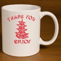 Chinese Takeaway Food Thank You Enjoy 11oz C Handle Ceramic Mug
