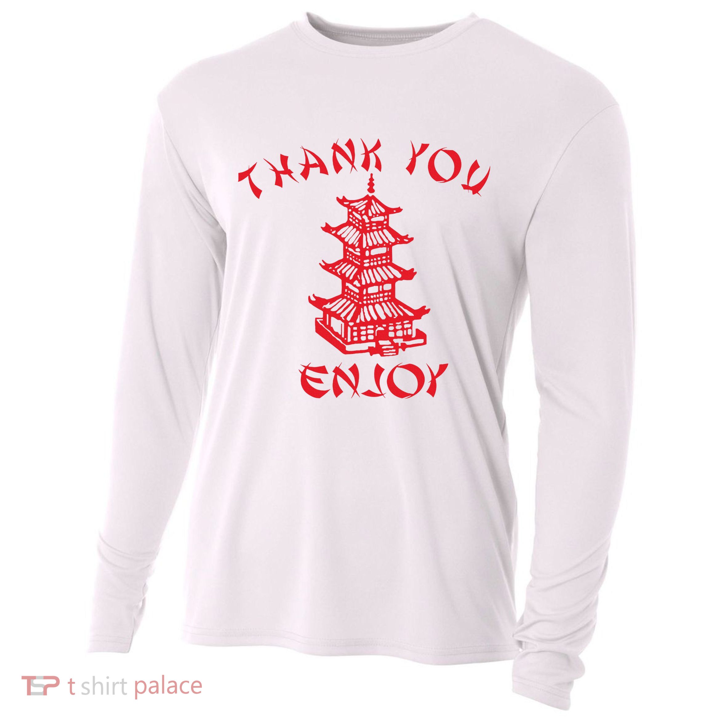 Chinese Takeaway Food Thank You Enjoy Cooling Performance Long Sleeve Crew