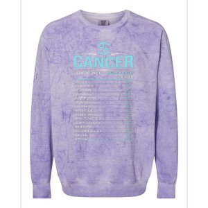 Cancer Traits Facts Horoscope Zodiac Astrological Sign Gift Colorblast Crewneck Sweatshirt