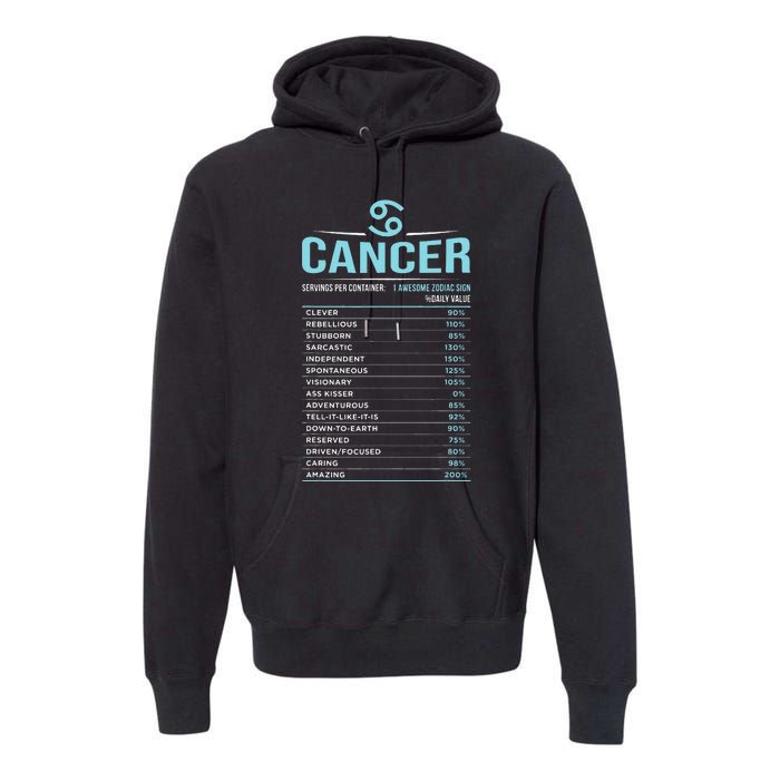 Cancer Traits Facts Horoscope Zodiac Astrological Sign Gift Premium Hoodie