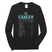 Cancer Traits Facts Horoscope Zodiac Astrological Sign Gift Tall Long Sleeve T-Shirt