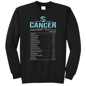 Cancer Traits Facts Horoscope Zodiac Astrological Sign Gift Tall Sweatshirt