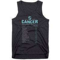 Cancer Traits Facts Horoscope Zodiac Astrological Sign Gift Tank Top