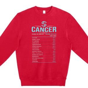 Cancer Traits Facts Horoscope Zodiac Astrological Sign Gift Premium Crewneck Sweatshirt