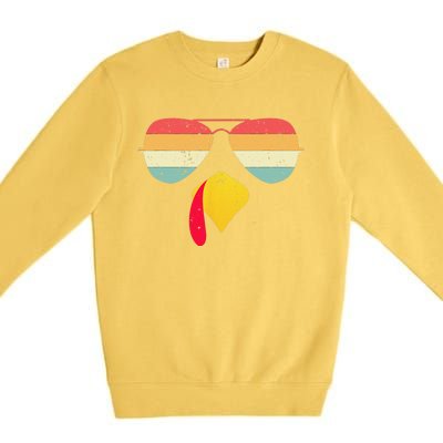 Cool Turkey Face With Sunglasses Funny Thanksgiving For Premium Crewneck Sweatshirt