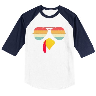 Cool Turkey Face With Sunglasses Funny Thanksgiving For Baseball Sleeve Shirt