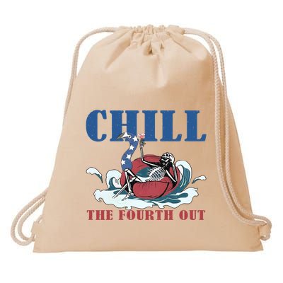 Chill The Fourth Out 4th Of July Drawstring Bag