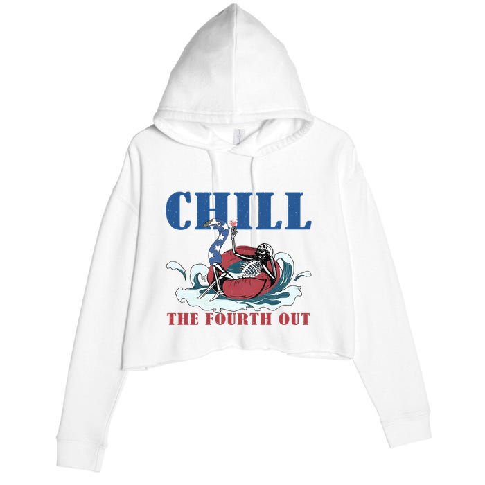 Chill The Fourth Out 4th Of July Crop Fleece Hoodie