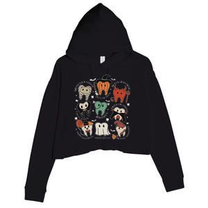 Cute Tooth Funny Halloween Dental Hygiene Spooky Dentist Crop Fleece Hoodie