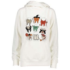 Cute Tooth Funny Halloween Dental Hygiene Spooky Dentist Womens Funnel Neck Pullover Hood