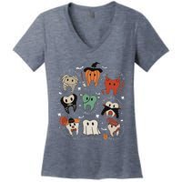 Cute Tooth Funny Halloween Dental Hygiene Spooky Dentist Women's V-Neck T-Shirt