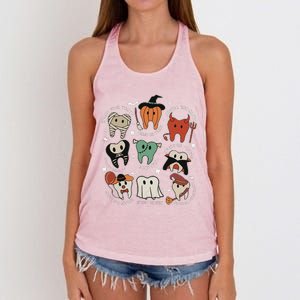 Cute Tooth Funny Halloween Dental Hygiene Spooky Dentist Women's Knotted Racerback Tank