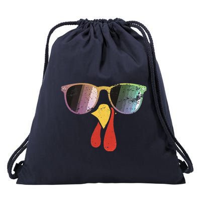 Cool Turkey Face Graphic Sunglasses Thanksgiving Drawstring Bag