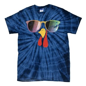 Cool Turkey Face Graphic Sunglasses Thanksgiving Tie-Dye T-Shirt