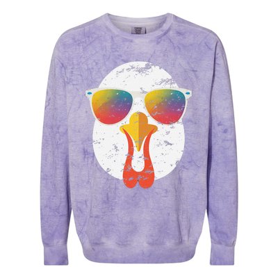 Cool Turkey Face Graphic Sunglasses Thanksgiving Colorblast Crewneck Sweatshirt