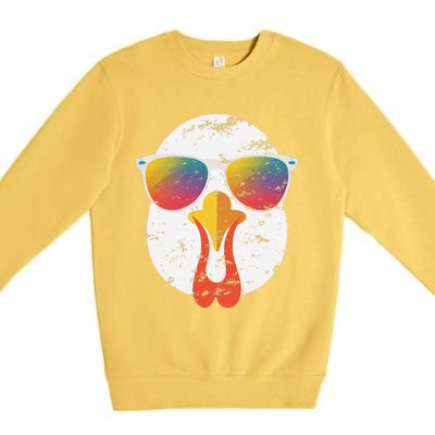 Cool Turkey Face Graphic Sunglasses Thanksgiving Premium Crewneck Sweatshirt