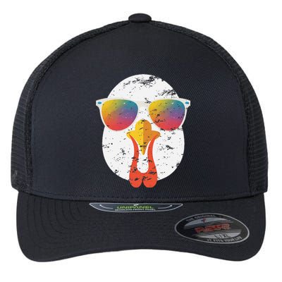 Cool Turkey Face Graphic Sunglasses Thanksgiving Flexfit Unipanel Trucker Cap