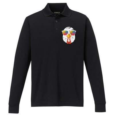 Cool Turkey Face Graphic Sunglasses Thanksgiving Performance Long Sleeve Polo