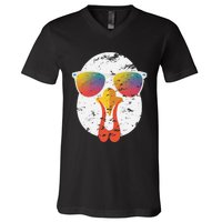 Cool Turkey Face Graphic Sunglasses Thanksgiving V-Neck T-Shirt